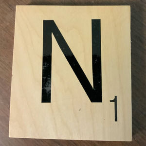 New 5" X 5.5" Scrabble Game Letter N Wooden Alphabet Tiles Craft Supply Letter